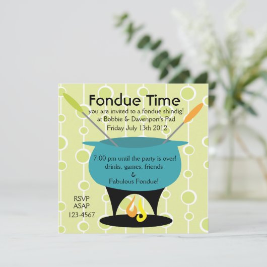 Fondue Time! Einladung (Stehend Vorderseite)