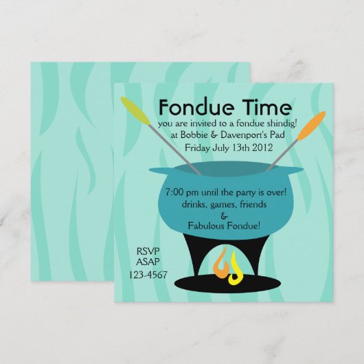 Fondue Time! Einladung (Vorne/Hinten)