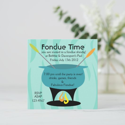 Fondue Time! Einladung (Stehend Vorderseite)