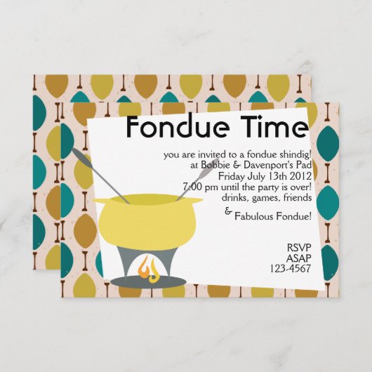 Fondue Time! Einladung (Vorne/Hinten)