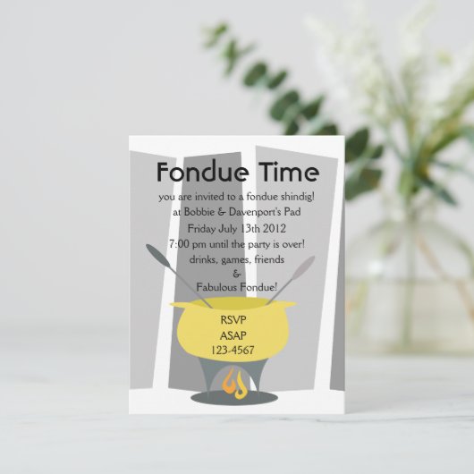 Fondue Time! Einladung (Stehend Vorderseite)