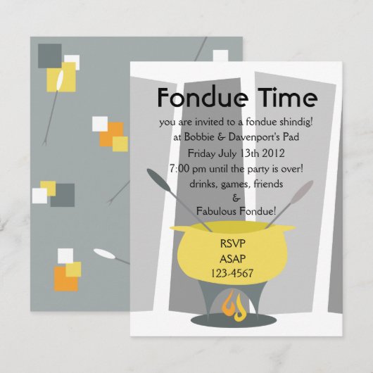 Fondue Time! Einladung (Vorne/Hinten)