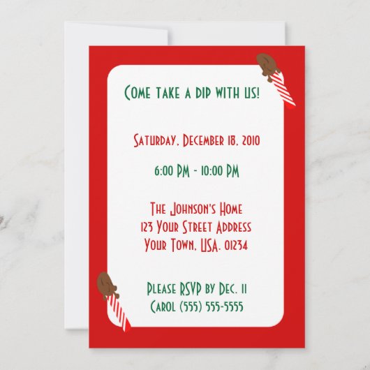 Fondue-Topf-Weihnachtsfondue-Party Invitaitons Einladung (Rückseite)