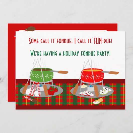 Fondue-Topf-Weihnachtsfondue-Party Invitaitons Einladung (Vorne/Hinten)