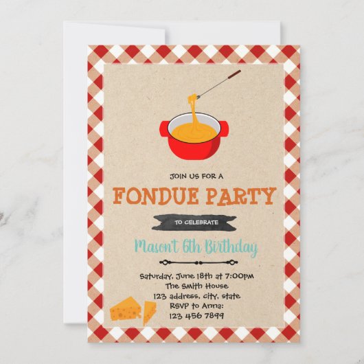 Fonduekäse-Party Einladung (Vorderseite)