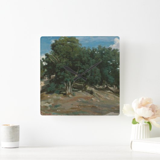 Fontainebleau Oak Trees Quadratische Wanduhr (Zuhause)