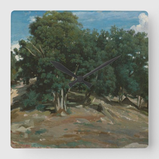 Fontainebleau Oak Trees Quadratische Wanduhr (Vorderseite)