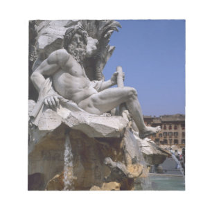 Fontana dei Quattro Fiumi, Piazza Navona, Rom, Notizblock