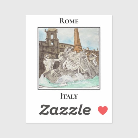 Fontana dei Quattro Fiumi. Rome, Italy Aufkleber (Blatt)