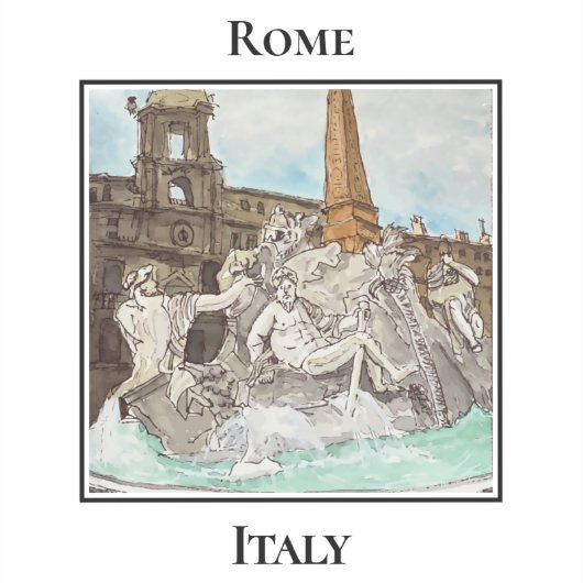 Fontana dei Quattro Fiumi. Rome, Italy Aufkleber (Vorderseite)