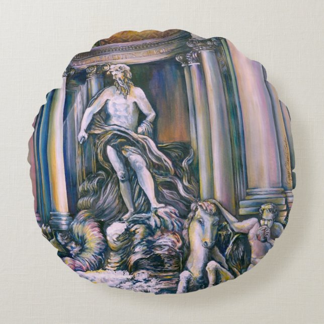 Fontana Di Trevi, Roma, Italien Rundes Kissen (Vorderseite)