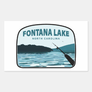 Fontana Lake North Carolina Angelrute Rechteckiger Aufkleber