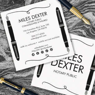Fontäne Pen Signature Logo Notary Public Legal Quadratische Visitenkarte