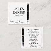 Fontäne Pen Signature Logo Notary Public Legal Quadratische Visitenkarte (Vorne/Hinten)