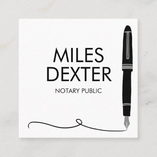 Fontäne Pen Signature Logo Notary Public Legal Quadratische Visitenkarte (Vorderseite)