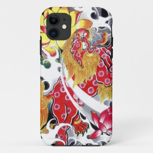 Foo Dog & Lotus Tattoo Design Case-Mate iPhone Hülle (Rückseite)