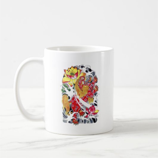Foo Dog & Lotus Tattoo Design Kaffeetasse (Links)