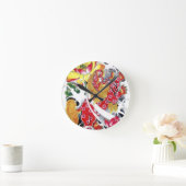 Foo Dog & Lotus Tattoo Design Runde Wanduhr (Zuhause)