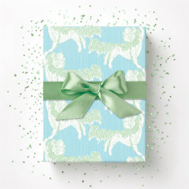 Foo Dog Waltz in Grün und Aquamarin Geschenkpapier