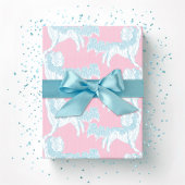 Foo Dog Waltz in Pink and Aqua Geschenkpapier