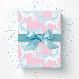 Foo Dog Waltz in Rosa und Aqua Geschenkpapier
