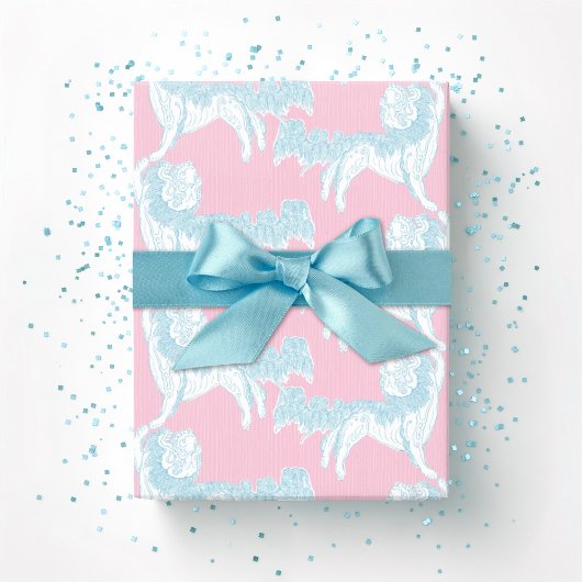 Foo Dog Waltz in Rosa und Aqua Geschenkpapier