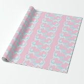 Foo Dog Waltz in Rosa und Aqua Geschenkpapier (Ungerollt)