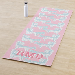 Foo Dog Waltz in Rosa und Aqua personalisiert Yogamatte