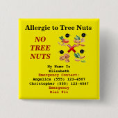 Food Allergic Alert Tree Nut Yellow Label Button (Vorderseite)