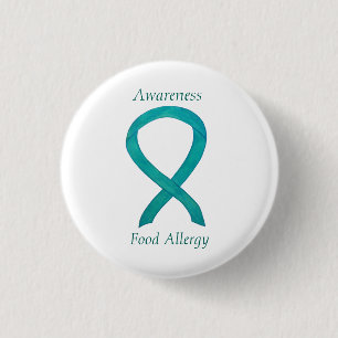 Food Allergity Awareness Green Ribbon Custom Art B Button