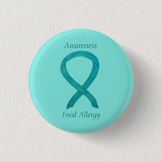 Food Allergity Awareness Green Ribbon Custom Art B Button (Vorderseite)