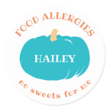 Food Allergy Alert Custom Aquamarin Pumpkin Hallow