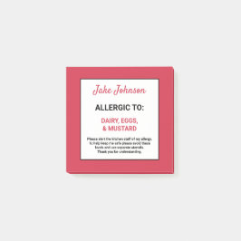 Food Allergy Alert Personalisiert Red Restaurant Post-it Klebezettel