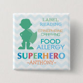 Food Allergy Alert Superhero Boy Button (Vorderseite)