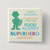 Food Allergy Alert Superhero Boy Button (Vorderseite)