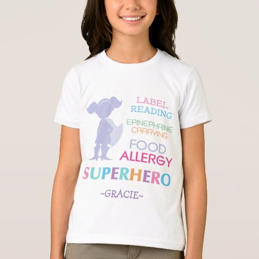 Food Allergy Alert Superhero Girls Shirt (Vorderseite)