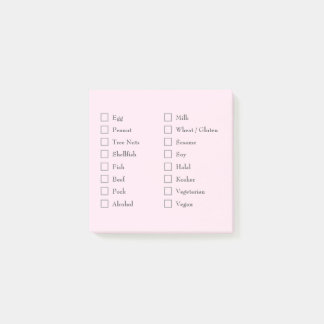Food Allergy Checklist Sticky Notes for Kitchen Post-it Klebezettel