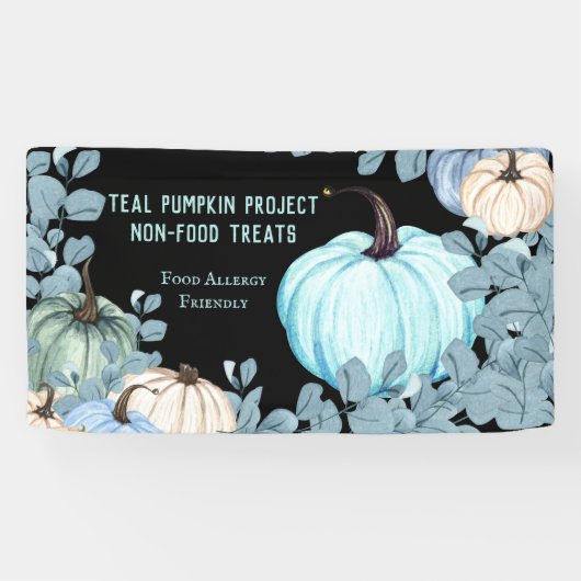 Food Allergy Friendly Aquamarin Pumpkin Black Back Banner (Horizontal)