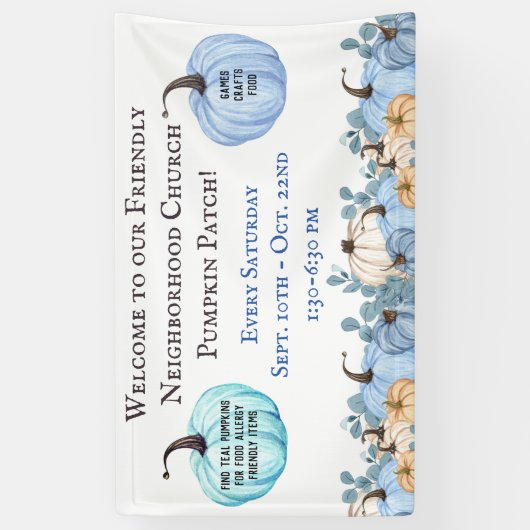 Food Allergy Friendly Aquamarin Pumpkin Patch Banner (Vertikal)