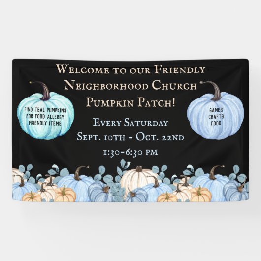 Food Allergy Friendly Aquamarin Pumpkin Patch Blac Banner (Horizontal)