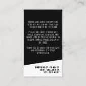 Food Allergy Safety Card Visitenkarte (Rückseite)