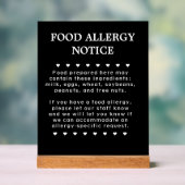 Food Allergy Sign Acrylschild (Neutral)