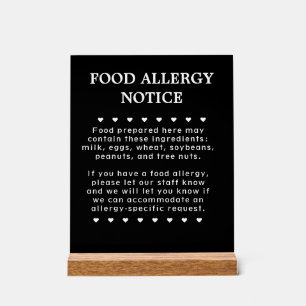 Food Allergy Sign Acrylschild