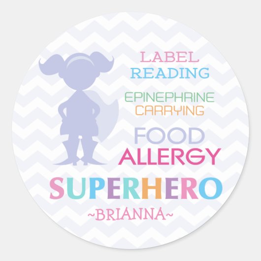 Food Allergy Superhero Girl Stickers (Vorderseite)