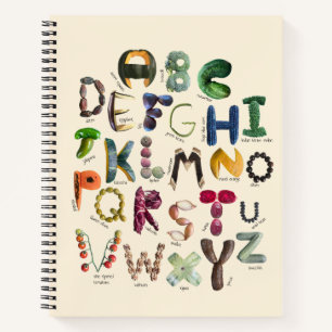 Food Alphabet - Essen Sie gesunde Früchte und Gemü Notizblock