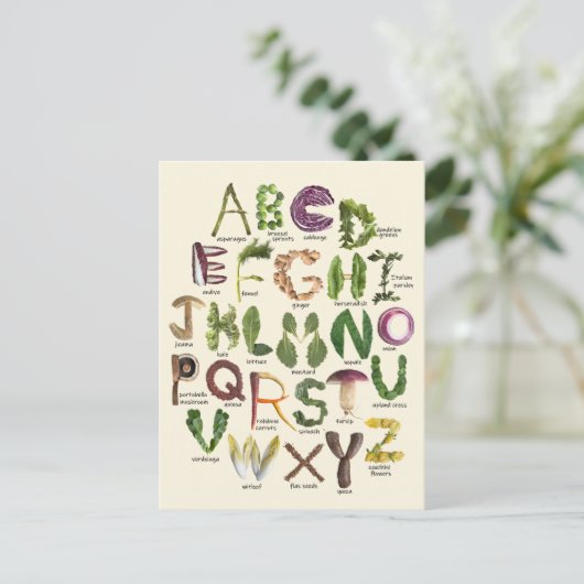 Food Alphabet Postkarte (Stehend Vorderseite)