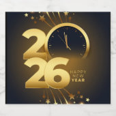 Food and Beverage Label Set-Happy New Year 2026 Schaumweinetikett (Einzelnes Label)
