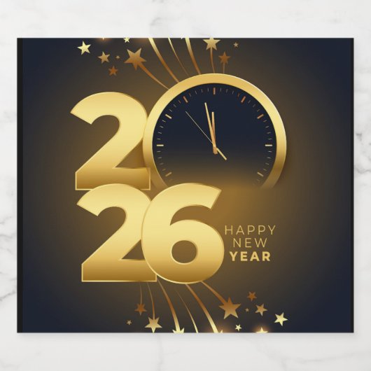Food and Beverage Label Set-Happy New Year 2026 Schaumweinetikett (Einzelnes Label)