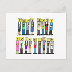 Food Bank Volunteer, Cartoon Group. Postkarte