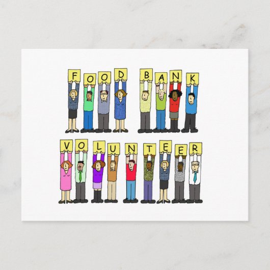 Food Bank Volunteer, Cartoon Group. Postkarte (Vorderseite)